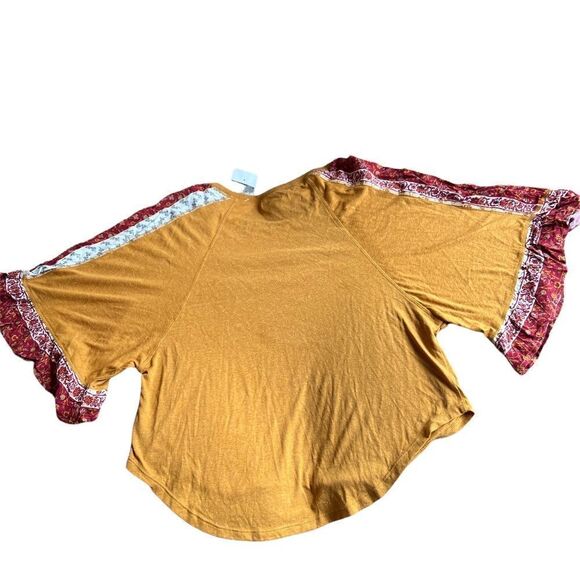 Cropped mustard yellow boho flared 3/4 sleeve autumn fall colors - Picture 7 of 15